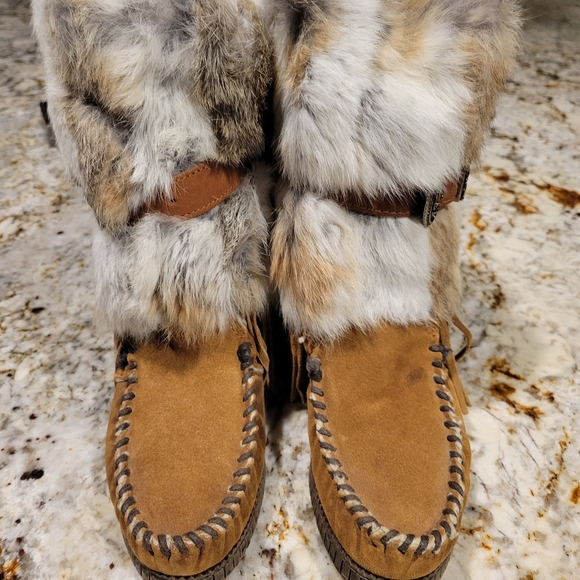 El Vaquero Tahoe Rabbit Fur Fringe Boots 37